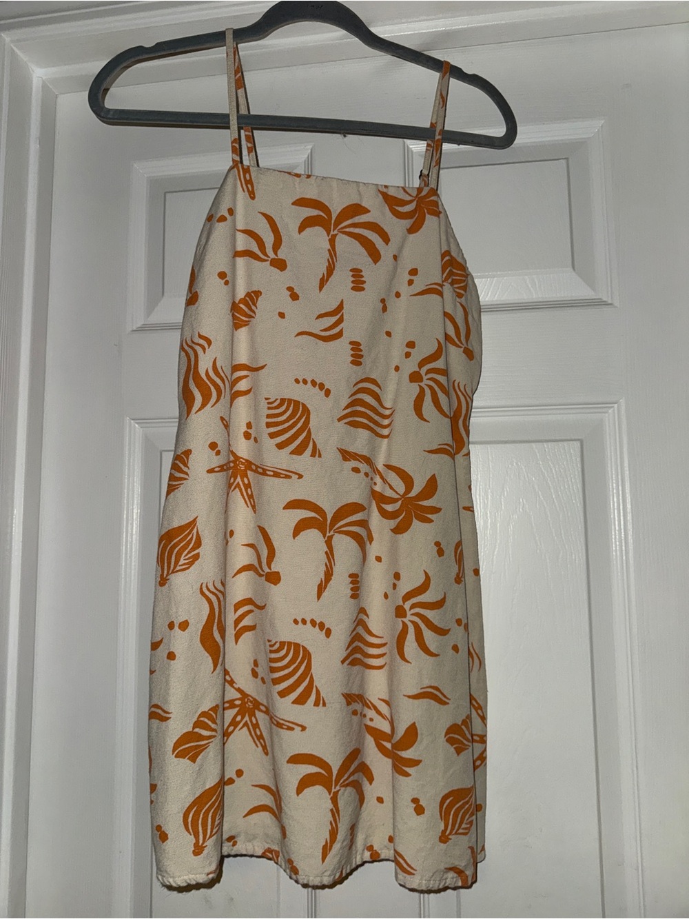 Japna Cream Dress with Orange Tropical Print